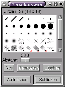 Gimp-Auswahl: Pinsel