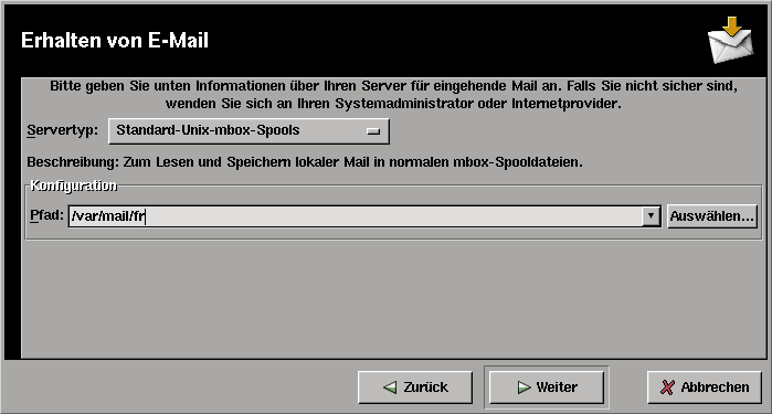 Evolution - Erhalten von E-Mail 1