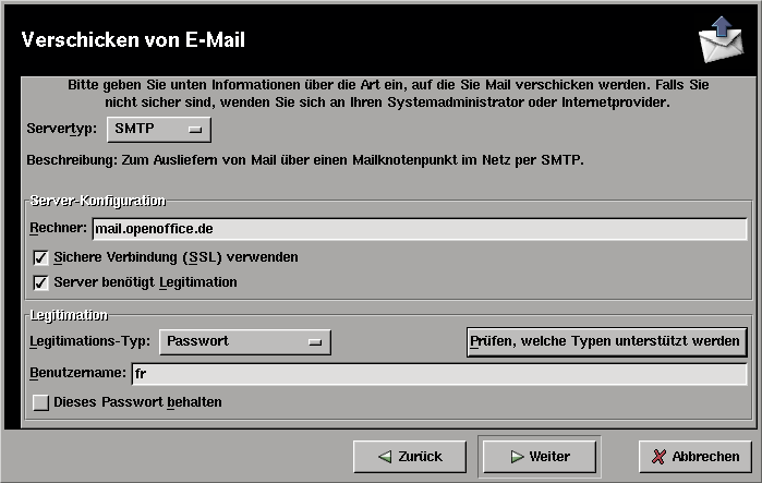 Evolution - Verschicken von E-Mails