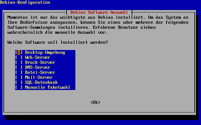 Konfiguration des Grundsystems - Softwareauswahl