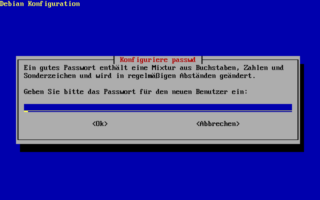 Konfiguration des Grundsystems - Passwort