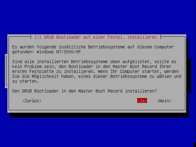 GRUB-Installation - andere Betriebssysteme gefunden