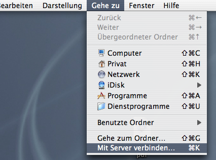 MacOS X - Finder-Menü