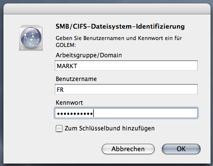 MacOS X - SMB/CIFS-Dateisystem-Identifizierung